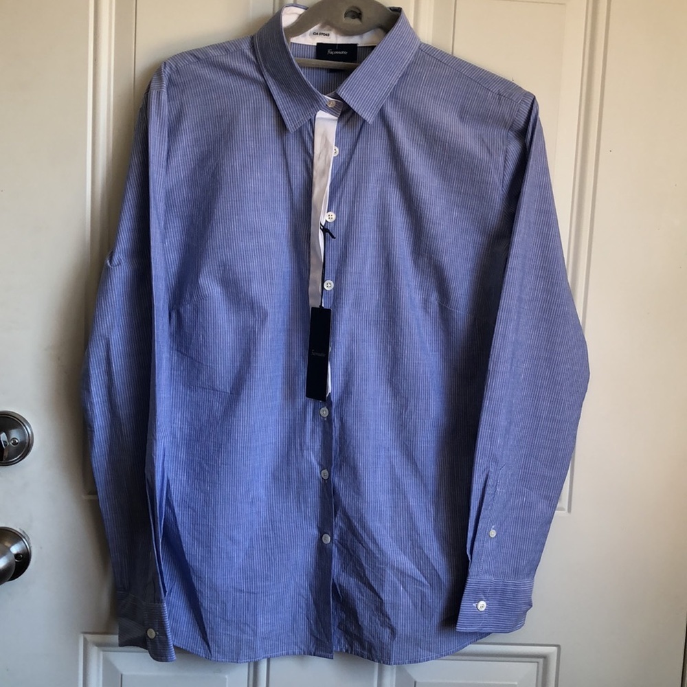 NMT FACONNABLE LADIES BLUE DRESS SHIRT EUR44 US12 DESIGNED IN FRANCE